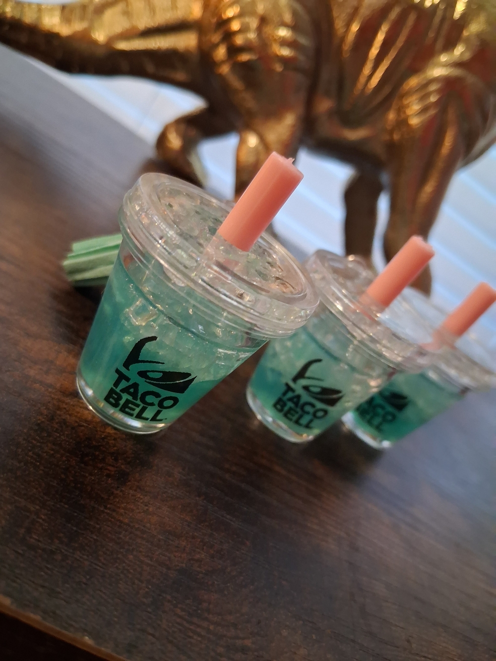 Mini Baja Blast Keychain - Turquoise with Pink Straw - Picture 3 of 5